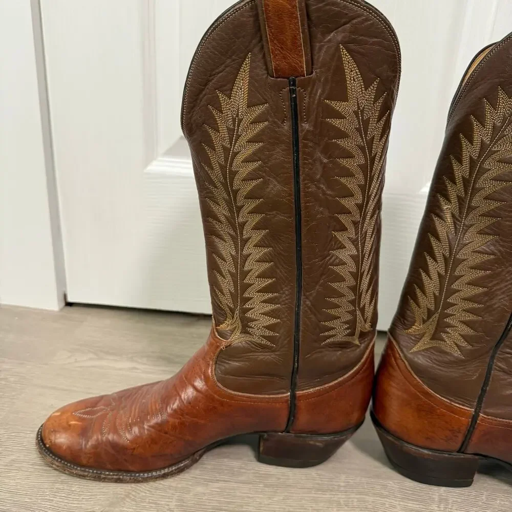 Tony Lama Men's Brown Leather 6531 Western Cowboy Boots Size 9.5B
